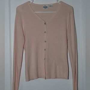 B. Moss V-Neck Sweater Cardigan Baby Pink Women's S
